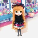 3点セット☆チェック☆ベレー帽☆スカート☆ブラックリブニット☆ドール服