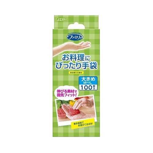 エステー ファミリーお料理にぴったり手袋ＭＬ半透明 100枚