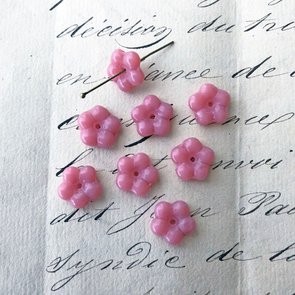 Glass Beads Flowers 約12mm [BE-160]＊8個＊Vintage＊