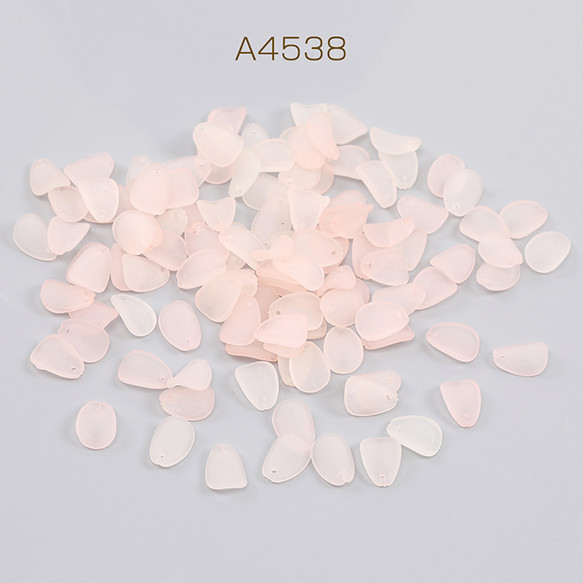 A4538  60個  アクリルチャーム フロスト加工 花びら 1穴 8×11mmライトオレンジピンク  3X（20ヶ)