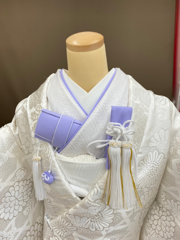 花嫁和装　はこせこ　かいけん　差込伊達衿【新品　婚礼用/筥迫・懐剣・差込伊達衿3点セット】パープル系