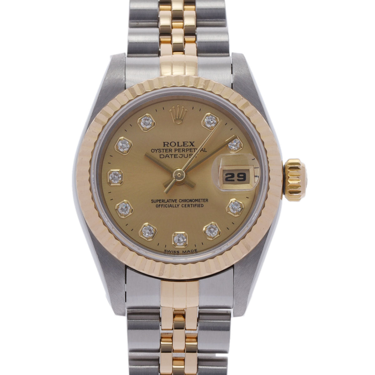 ROLEX ロレックス デイトジャスト 10Pダイヤ 69173G レディース YG/SS 腕時計 自動巻き シャンパン文字盤 Aランク 中古 