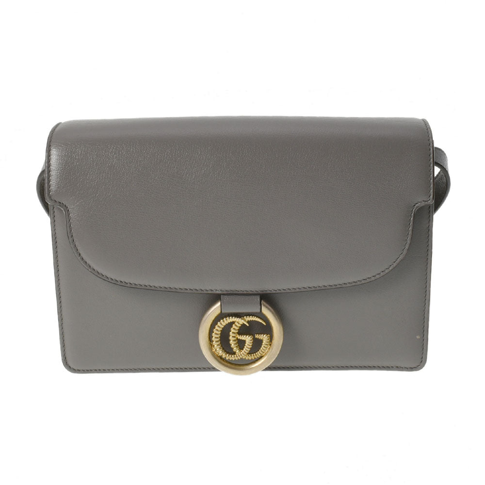 GUCCI グッチ GGマーモント グレー ゴールド金具 589474 レディース レザー ショルダーバッグ ABランク 中古 