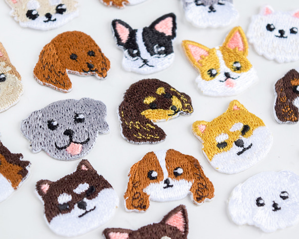 選べる犬種41種！小さな刺繍ステッカー&アイロンワッペン アップリケ 柴犬