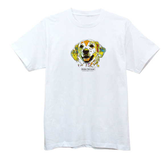 愛犬の名前が入れられるパステルゴールデンレトリバーTシャツ