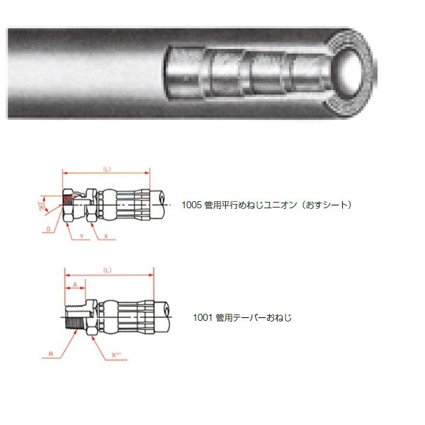 一般油圧ホース 2800mm 1005金具・1001金具 NWP210-32 NWP210-32-2800 1005+1001（直送品）