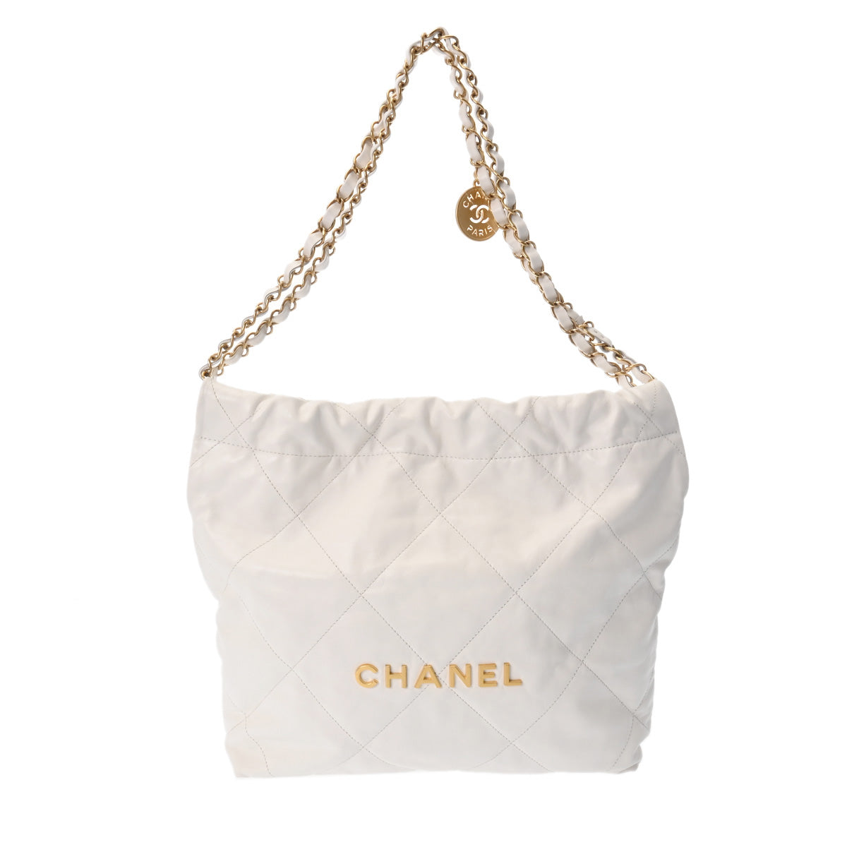 CHANEL シャネル シャネル 22 スモールハンドバッグ 白 ゴールド金具 AS3260 レディース シャイニーカーフ ハンドバッグ Aランク 中古 