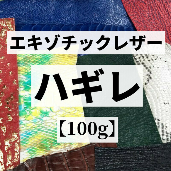 送料無料：エキゾチックレザーハギレ【100g】全2色/J71