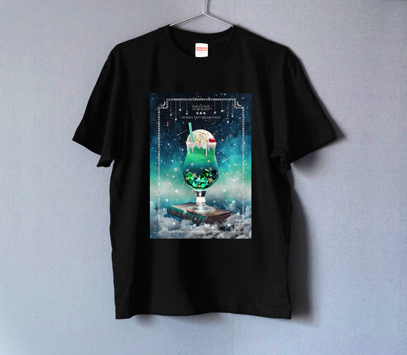 【3色】架空の星空喫茶 星空のメロンソーダ Tシャツ BLACK（men&women）