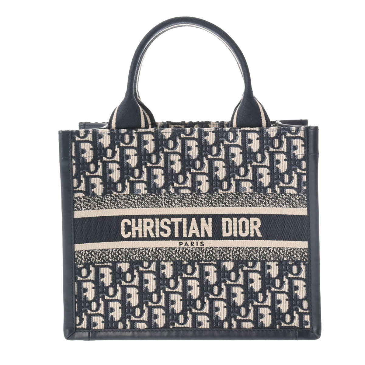 CHRISTIAN DIOR クリスチャンディオール ブックトート スモール  ネイビー/ベージュ - レディース キャンバス レザー トートバッグ 未使用 