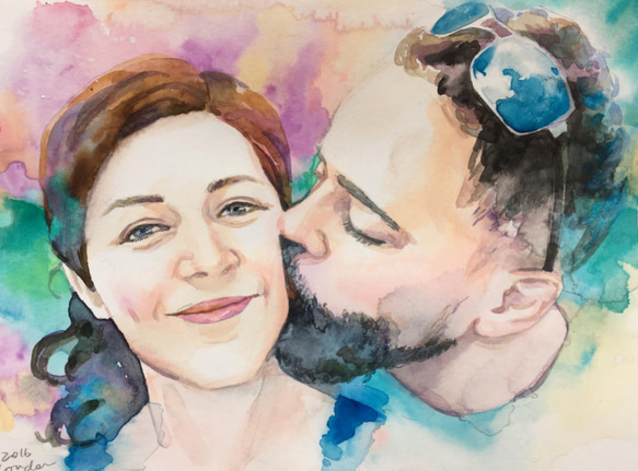 Custom Couple/ Friends Portrait Water colour for two face