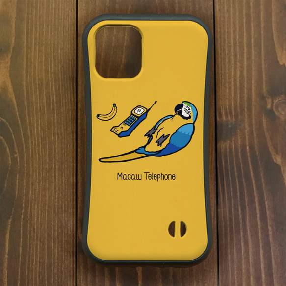 ルリコンゴウインコ【iPhone12・iPhone11対応】ルリコンゴウインコ・イエロー グリップケース iPhone用