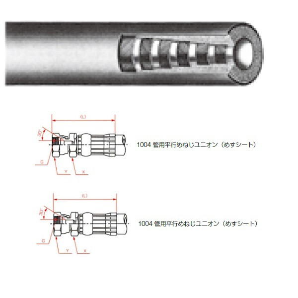 横浜ゴム（YOKOHAMA） 一般油圧ホース 9000mm 両端1004金具 NWP280-32 NWP280-32-9000 1004+1004（直送品）