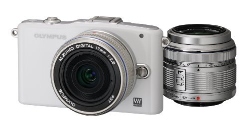 OLYMPUS ミラーレス一眼 PEN mini E-PM1 ツインレンズキット ホワイト E-PM1 TKIT WHT【中古品】