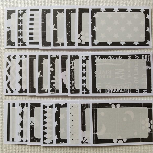 メッセージカード#1733☆25枚　モノトーン コメントカード