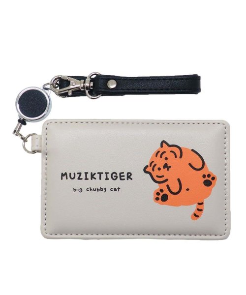 MUZIK TIGER ムジークタイガー 定期入れ パスケース リール付き WH 森本本店 ICカードケース シングルパスケース かわいい グッズ