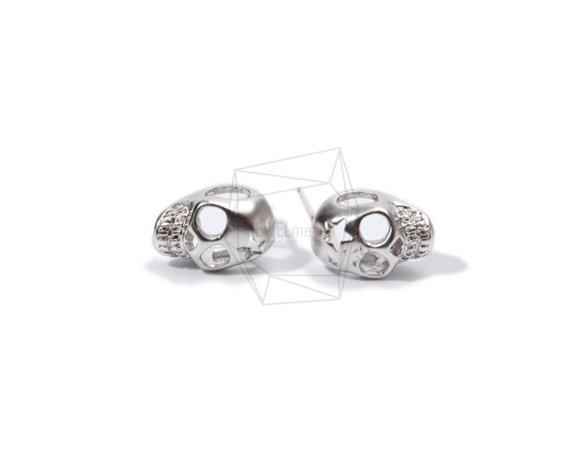 ERG-838-MR【2個入り】スカルピアス,Star Forehead Skull Earring