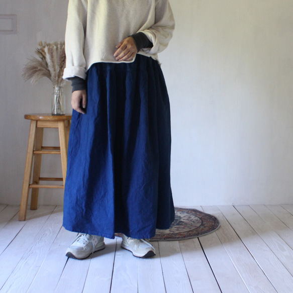 cotton tiered skirt / 群青色