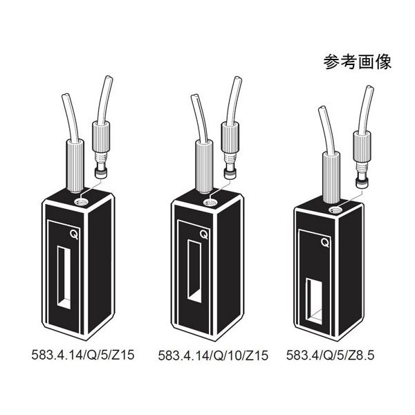 中型窓ディゾリューションフロー石英セル M6メスねじ付き 光路長:2mm 0.112mL