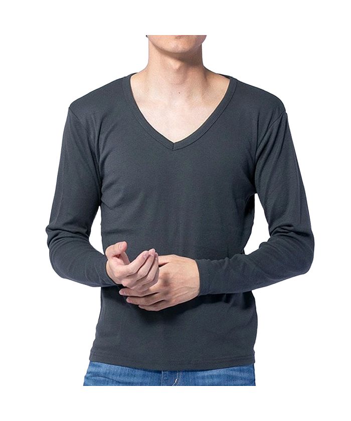 GENELESS/tシャツ メンズ 無地 Vネック Uネック ストレッチ インナー 長袖 7分袖 ･･･