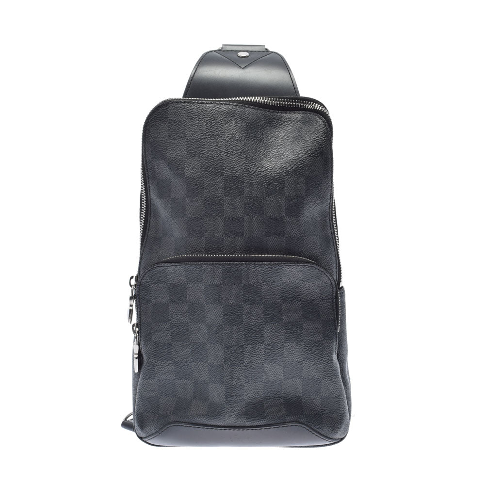 LOUIS VUITTON ルイヴィトン ダミエ グラフィット アヴェニュースリングバッグ 黒 N41719 メンズ ダミエグラフィットキャンバス レザー ボディバッグ ABランク 中古 