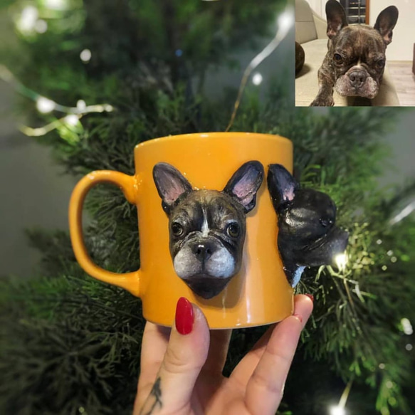 お写真入から コーヒーカップ うちの子 愛犬 愛猫 3D 似顔絵 肖像画 人形 コップ マグカップ  フィギュア