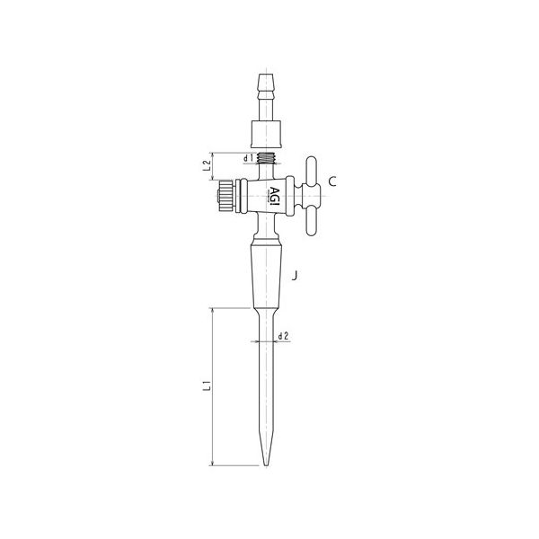 旭製作所 PTFE コック付キャピラリー管 コック ウォーターコネクター仕様 29/42 3390-5L-W 1個 65-2346-15（直送品）