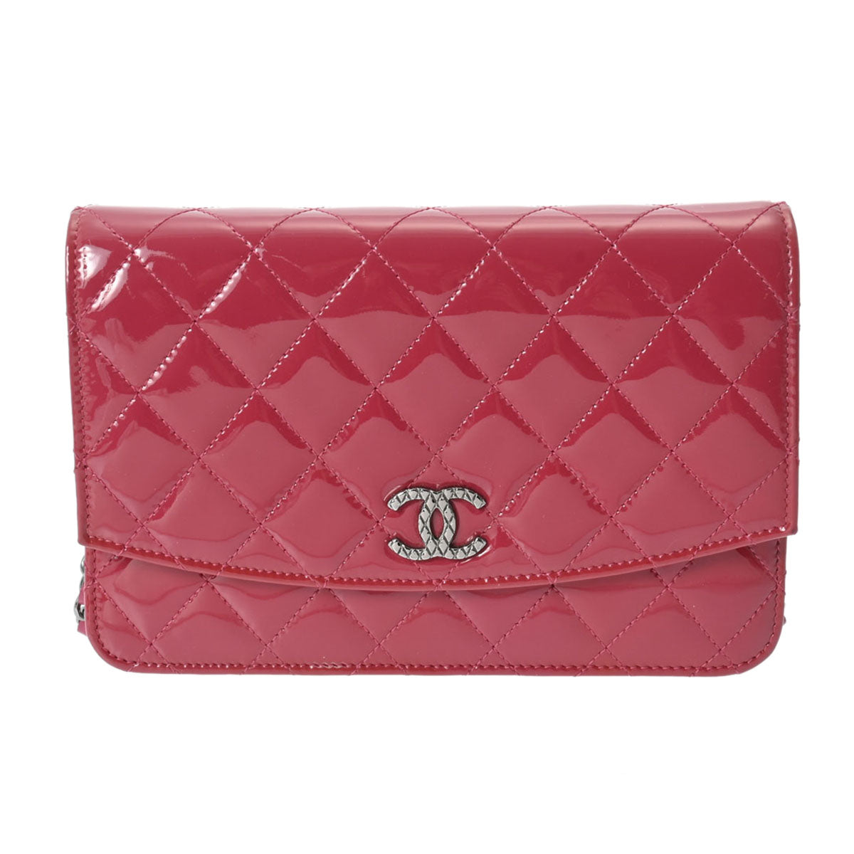 CHANEL シャネル マトラッセ チェーンウォレット  ピンク シルバー系金具 A48692 レディース エナメル ショルダーバッグ ABランク 中古 