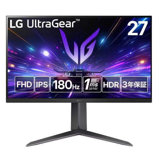 LGエレクトロニクス 27GS65F-B LG UltraGear／ゲーミングモニター／27.0型／IPS／フルHD／ノングレア／FreeSyncブラック