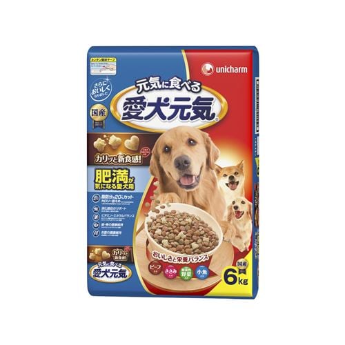 ユニ・チャーム愛犬元気 肥満が気になる愛犬用ビーフ・ささみ・緑黄色野菜・小魚入り６ｋｇ