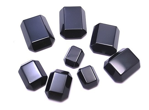 天然石 ルース 卸売　ブラックアゲート blackagate オニキス　オクタゴンカット（裏面フラット）　10x13mm