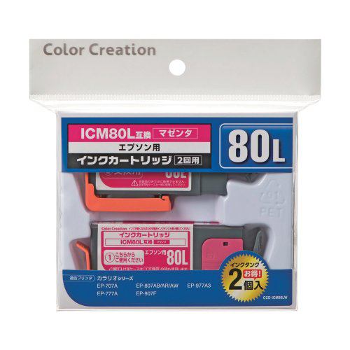 カラークリエーション CCE-ICM80LW Color Creation EPSON ICLC80L互換インクカートリッシ1個+交換用インクタンク1個 マゼンタ