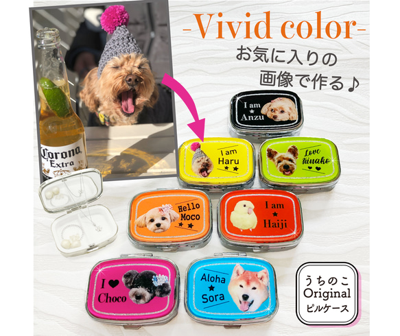 写真で作る うちのこ オリジナル  ピルケース Vivid 愛犬 愛猫 ペット 犬 猫 推し活 うちの子