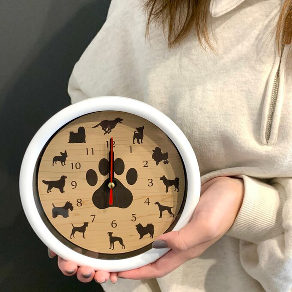 【送料無料】Dog series wall clock (White ver.) 犬 愛犬 壁掛け時計 ドック ギフト