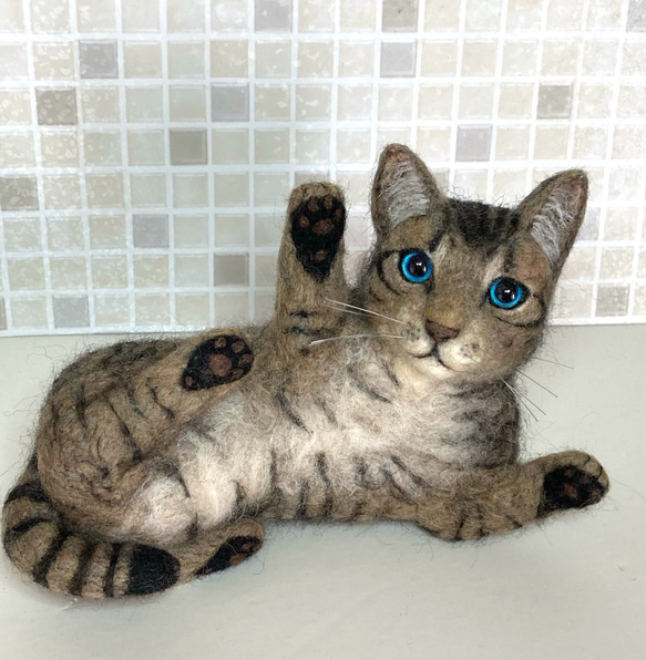 受注商品 キジトラ 子猫 猫  戯れてる  羊毛フェルト ハンドメイド