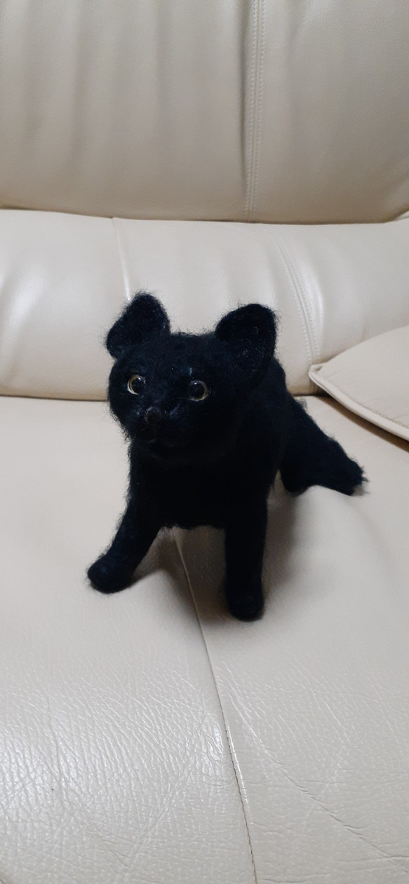 羊毛フェルト　黒猫ちゃん　動物のオーダー受け付けてます