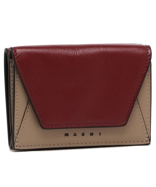 マルニ 三つ折り財布 ミニ財布 ワインレッド ベージュ メンズ MARNI PFMI0052U0 P2644 ZO596 TRIFOLD WALLET WINE