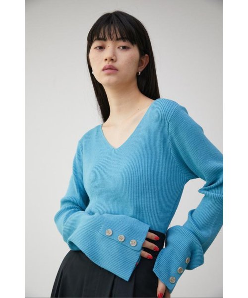 2WAY SLEEVE BUTTON RIB KNIT