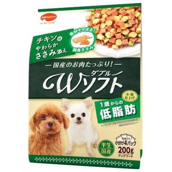 ニホンペットフ－ド ビタワン君のWソフト 低脂肪 チキン味・やわらかささみ添え 200g ﾋﾞﾀﾜﾝWｿﾌﾄﾃｲｼﾎﾞｳﾁｷﾝ200G