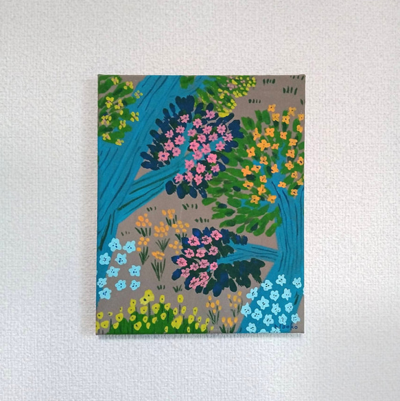 アート『森の花の香り』アクリル絵　原画　絵画　サイズ約26.8㎝×21.7㎝