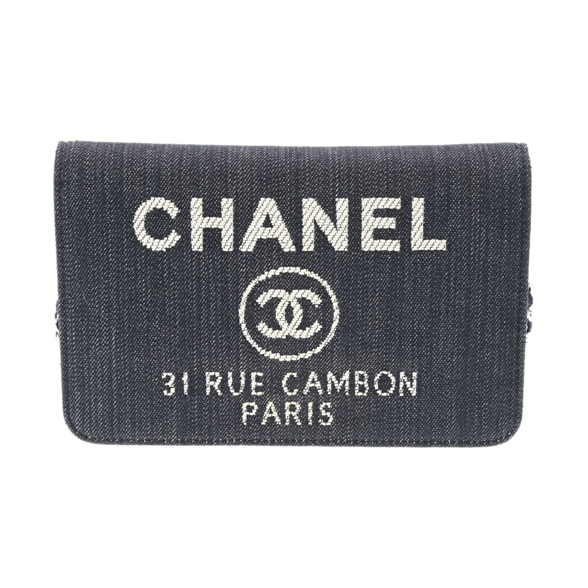 CHANEL シャネル ドーヴィル チェーンウォレット ネイビー シルバー金具 A80795 レディース デニム/レザー ショルダーバッグ ABランク 中古 