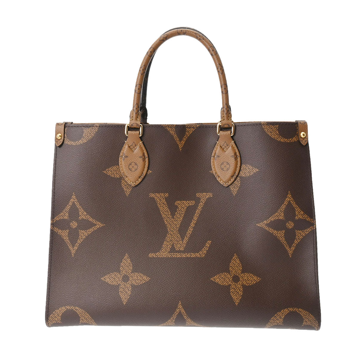 LOUIS VUITTON ルイヴィトン モノグラムジャイアント オンザゴー MM 2WAYトート ブラウン M45321 レディース モノグラムリバースキャンバス ハンドバッグ Aランク 中古 