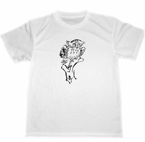 鳥獣戯画　ドライ　Tシャツ　フクロウ　ミミズク　鳥　アニマル　グッズ