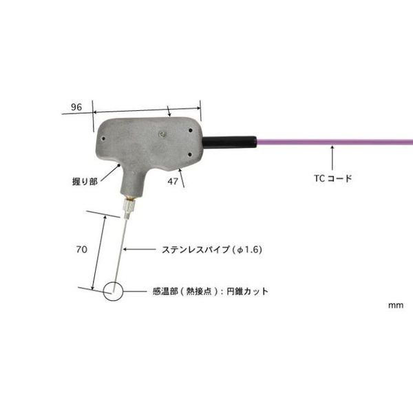 突刺し形温度センサ ー200~300°C 応答速度(秒):1.5 Kタイプ 【BTー72KーTC1ーASP】 BT-72K-TC1-ASP（直送品）