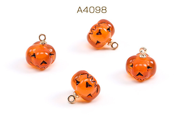 A4098  12個  ハロウィンチャーム 樹脂チャーム パンプキン 11×12mm  3X（4ヶ）