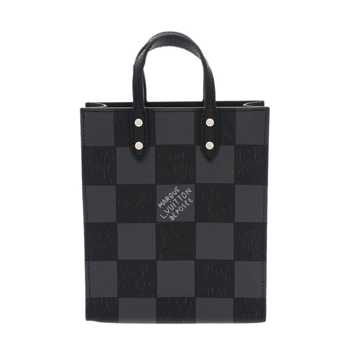 LOUIS VUITTON ルイヴィトン ダミエ チェッカーボード サックプラ XS ブラック/グレー N60479 メンズ カウハイドレザー ハンドバッグ 新同 中古 