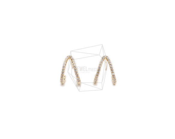 ERG-2116-G【2個入り】CZウィッシュボーンペンダント,CZ Wishbone Post Earring