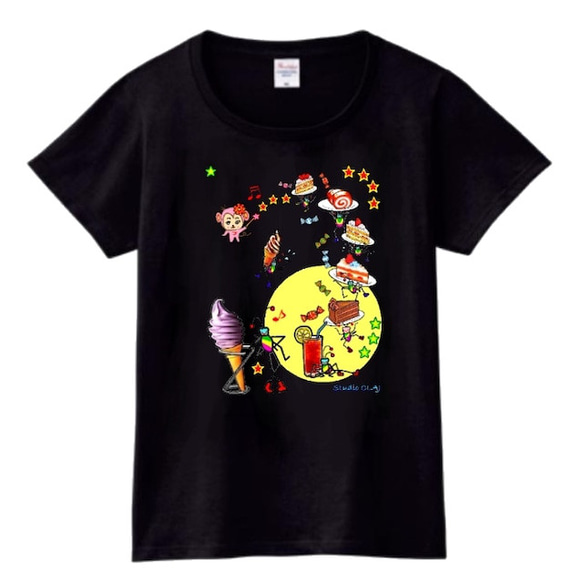 スィーツ魔法Ⅰ：PS Tシャツ（レディース：黒）