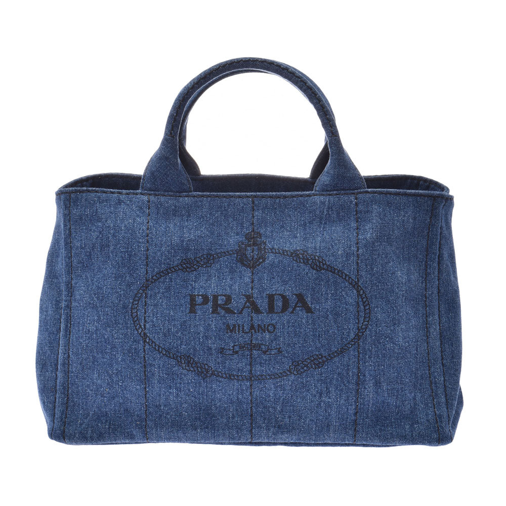 PRADA プラダ カナパ 2WAYバッグ 青 レディース デニム トートバッグ Aランク 中古 