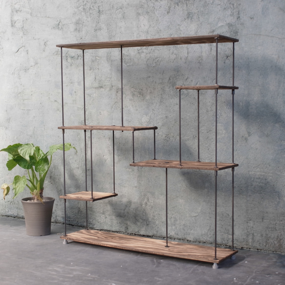 wood iron shelf 1040*910*225 アイアン シェルフ ディスプレイ アンティーク 棚 鉄